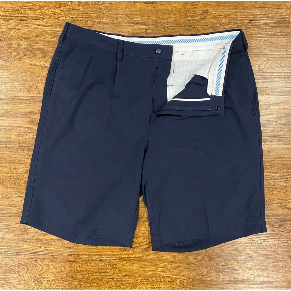 FJ FootJoy Blue Pleated Casual Performance Golf Chino Shorts Bermudas Men 38x10 - Picture 3 of 9
